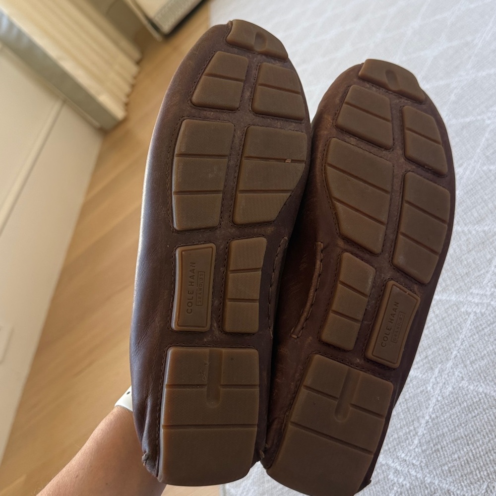 Cole Haan Brown Leather Tassel Slip-On Loafers - Picture 3 of 3